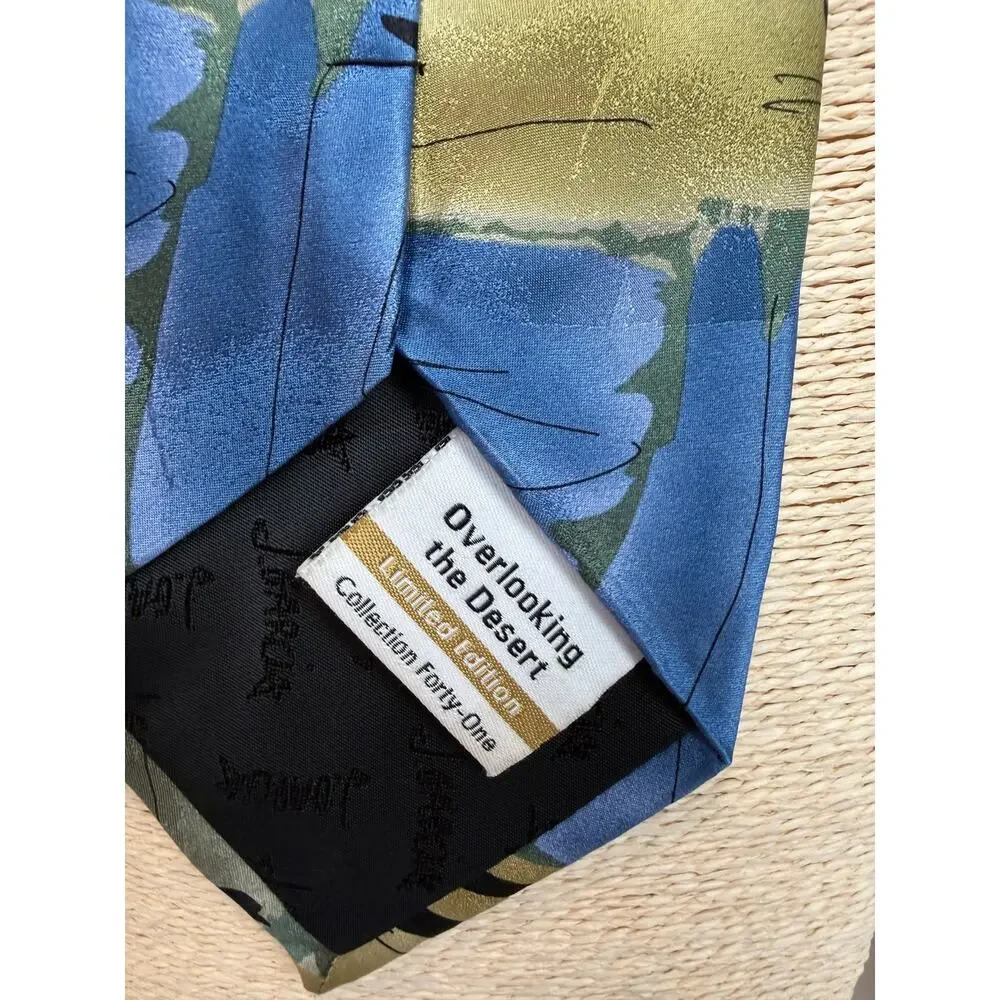 J Garcia Overlooking the Desert Silk Tie Collection 41 Olive Blue Limited Ed